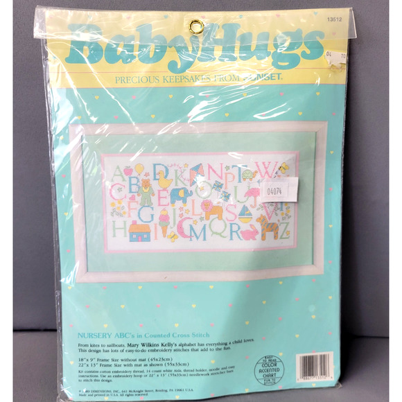 Vintage 1989 Sunset Dimensions Baby Hugs Counted Cross Stitch Kit Nurseys ABC's - Picture 1 of 6
